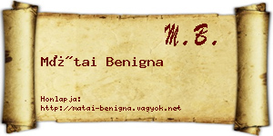 Mátai Benigna névjegykártya